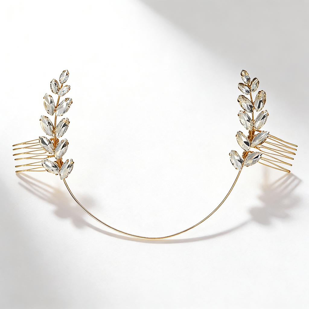 Rhinestone Olive Leaf Hair Accessory – Elegant Symbol of Peace | Zen Ara Grove
