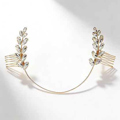 Rhinestone Olive Leaf Hair Accessory – Elegant Symbol of Peace | Zen Ara Grove