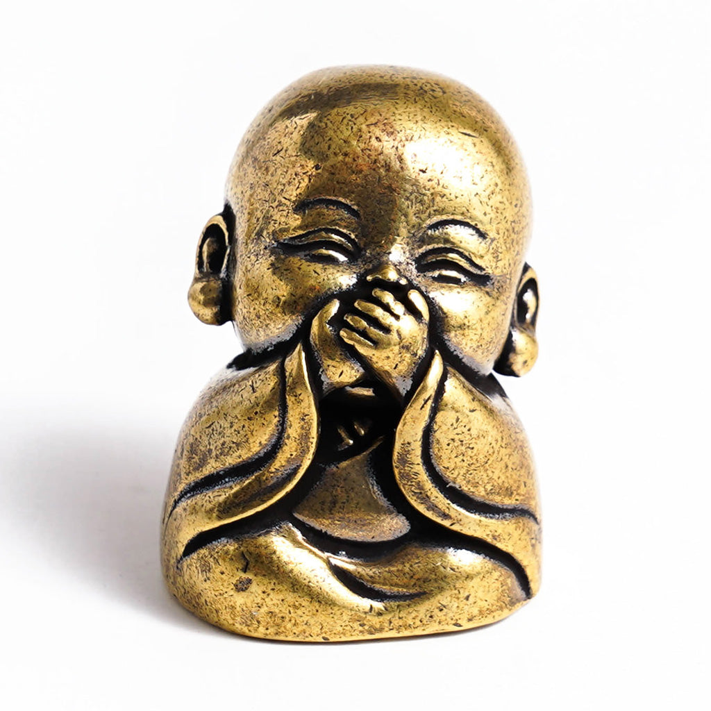 Hand‑Carved Brass "The Four Little Zen Monks" Figurines | Zen Ara Grove