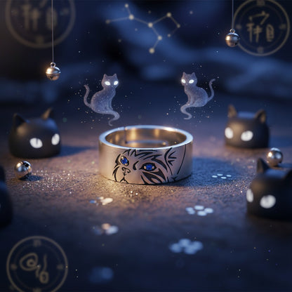 Starlit Gaze – Cat Ring with Celestial Eyes | Zen Ara Grove