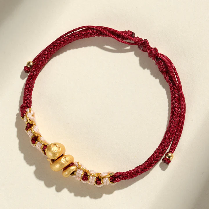 Handmade 999 Sterling Silver Snake Year Red String Bracelet – Heart & Peach Blossom Luck | Zen Ara Grove