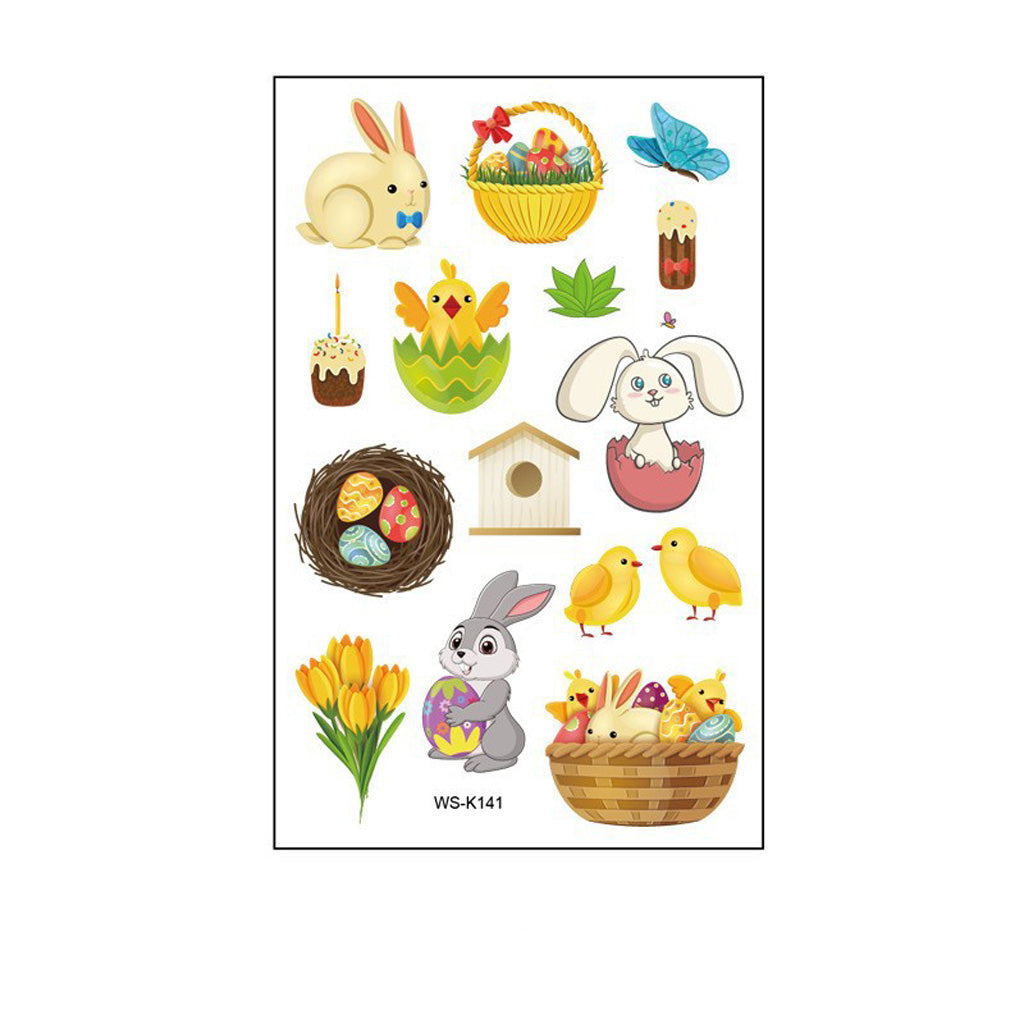 Waterproof Cartoon Rabbit and Egg Tattoo Stickers – Fun & Celebration | Zen Ara Grove