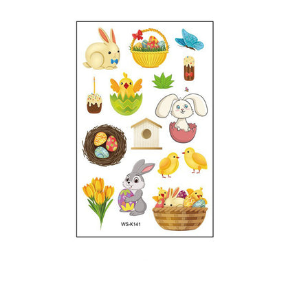 Waterproof Cartoon Rabbit and Egg Tattoo Stickers – Fun & Celebration | Zen Ara Grove