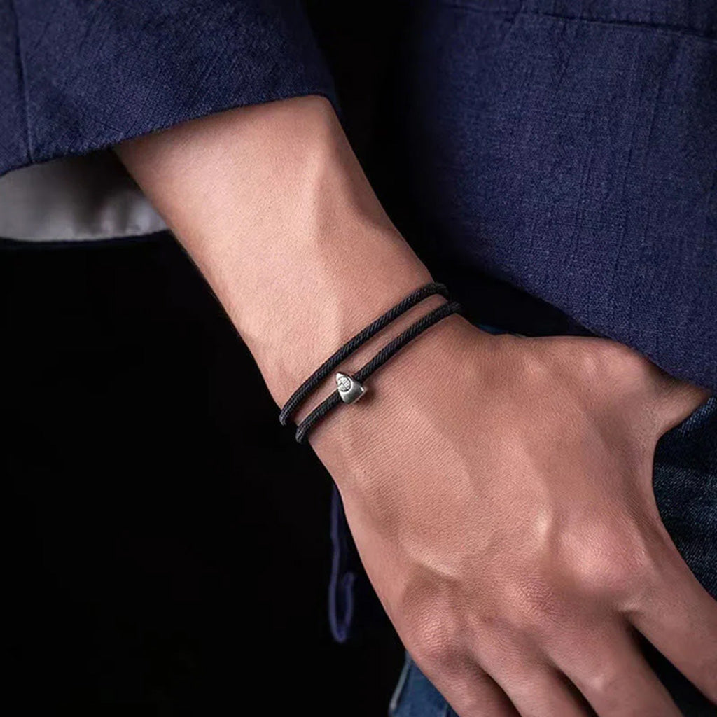 Adjustable Hand-Braided S925 Sterling Silver Fu Bracelet — Blessing & Strength