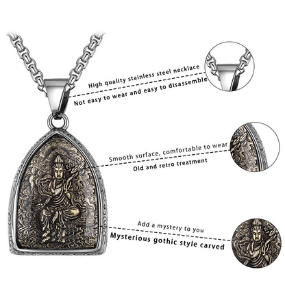 Titanium Steel Eight Buddhas Pendant｜Protection & Wisdom On-the-Go