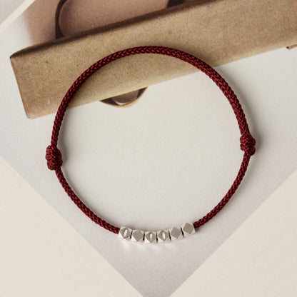 Lucky Red String with Silver Accents – Wear as Bracelet or Anklet | Zen Ara Grove