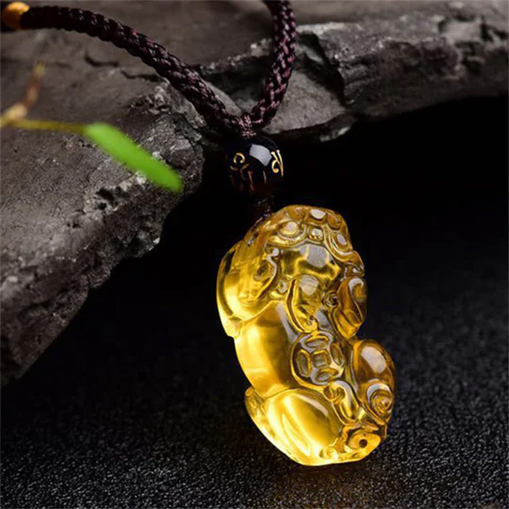 Citrine Pixiu Pendant for Wealth Protection and Positive Energy | Zen Ara Grove