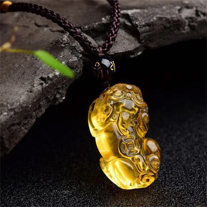 Citrine Pixiu Pendant for Wealth Protection and Positive Energy | Zen Ara Grove