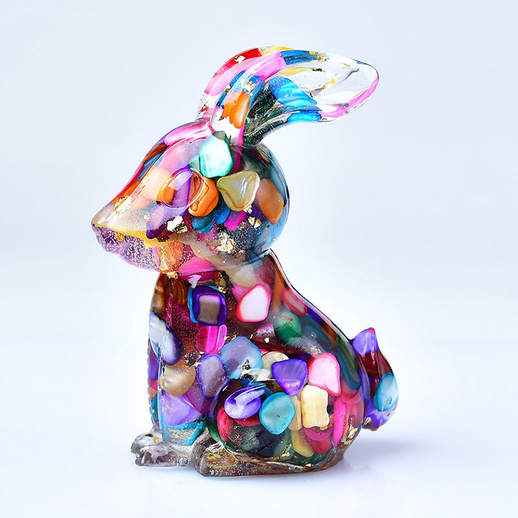 Handmade Epoxy Resin Rabbit Decor – Embedded Natural Healing Crystals | Zen Ara Grove