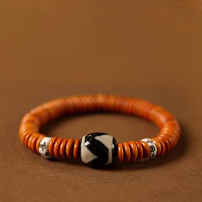 TODAY ONLY! Zen Earth Tones Bracelet - Tiger Dzi & Olive Beads