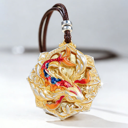 Koi Fish Silver Pendant Necklace – Symbol of Luck & Prosperity – 999 Fine Silver Hand‑Carved Double‑Sided Design | Zen Ara Grove