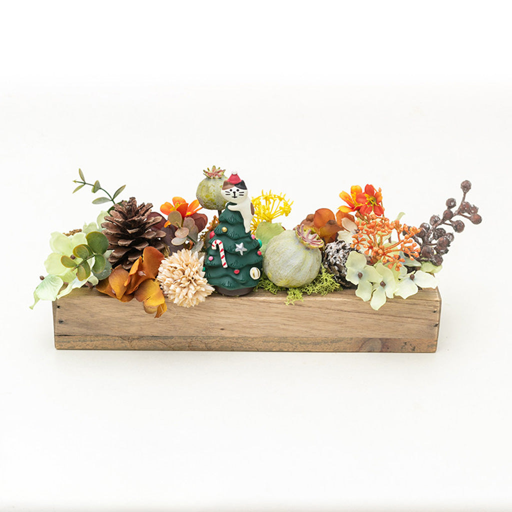 Handmade Silk Blossom Décor with Wooden Planter – Serenity in Bloom | Zen Ara Grove