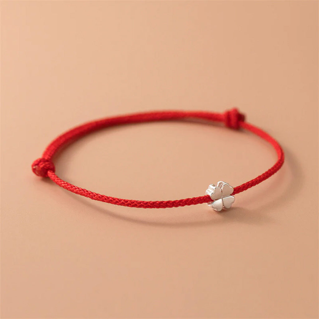 Adjustable Four-Leaf Clover Cord Bracelet — Good Luck & Hope