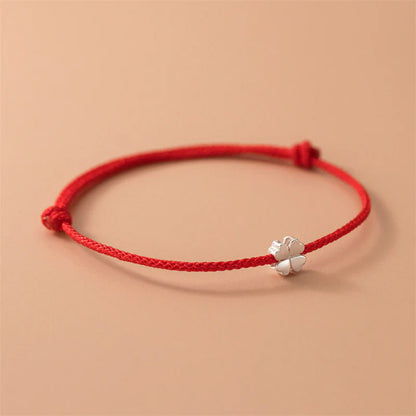 Adjustable Four-Leaf Clover Cord Bracelet — Good Luck & Hope