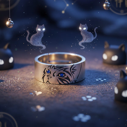 Starlit Gaze – Cat Ring with Celestial Eyes | Zen Ara Grove