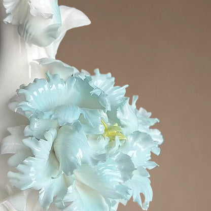 Handcrafted Heritage Ceramic Peony Vase – Blossoms Growing from the Surface | Zen Ara Grove