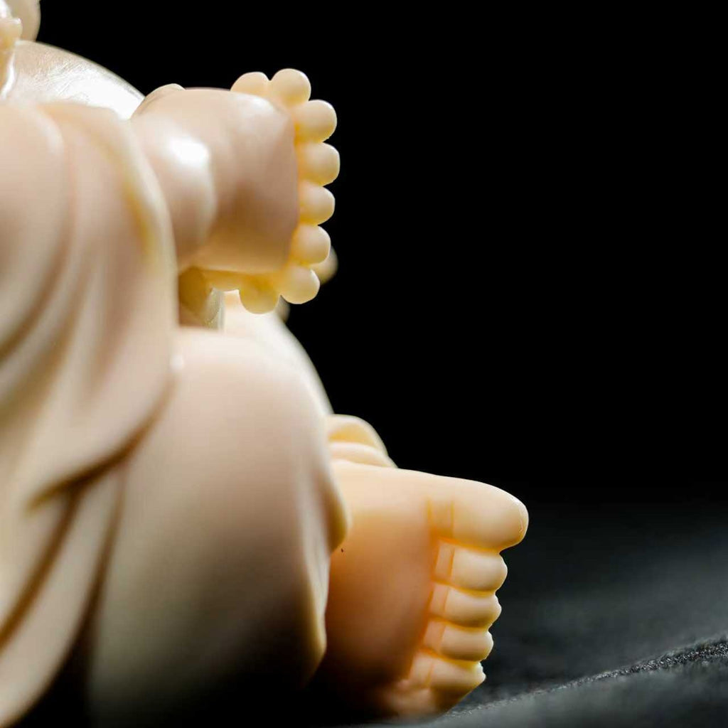 Tagua Nut Laughing Buddha Statue — Symbol of Joy and Good Fortune | Zen Ara Grove