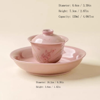 Pink Hand-Painted Magnolia Ceramic Teacup – Artistic Color Glaze Drinkware | Zen Ara Grove
