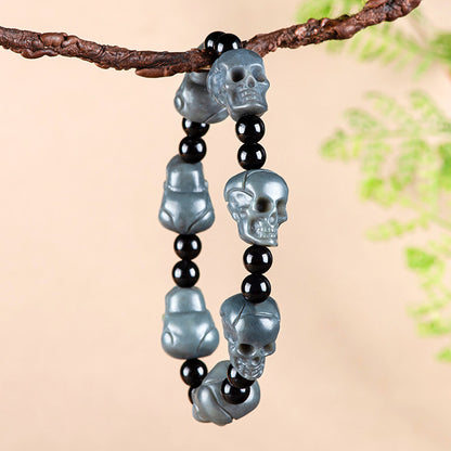 Natural Jade Skull Bead Bracelet – Symbol of Balance and Rebirth | Zen Ara Grove