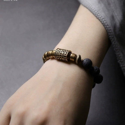 Brass & Lava Stone Energy Bracelet | Zen Ara Grove