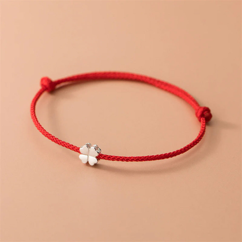Adjustable Four-Leaf Clover Cord Bracelet — Good Luck & Hope