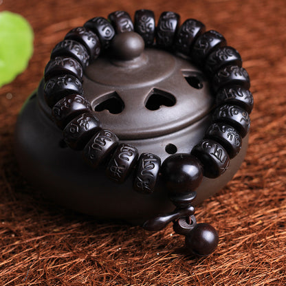 Thunderstruck Ziziphus Wood Six-Syllable Mantra Beads Bracelet | Zen Ara Grove