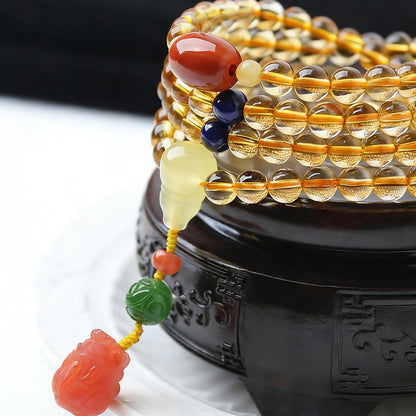 108‑Bead Citrine Pixiu Bracelet — Meaning of Fortune Protection| Zen Ara Grove