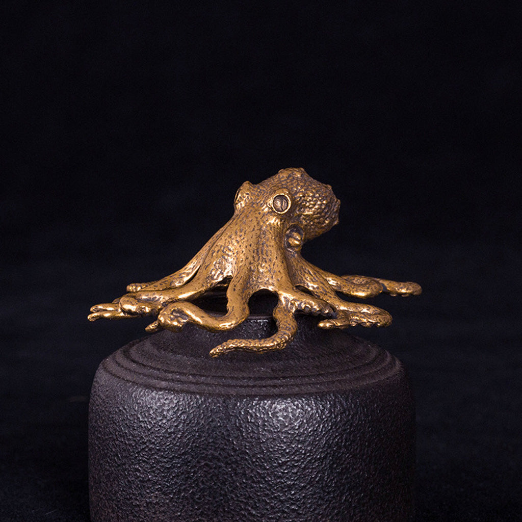 Tiny Brass Octopus Sculpture – Ocean-Inspired Charm in a Pocket Size | Zen Ara Grove