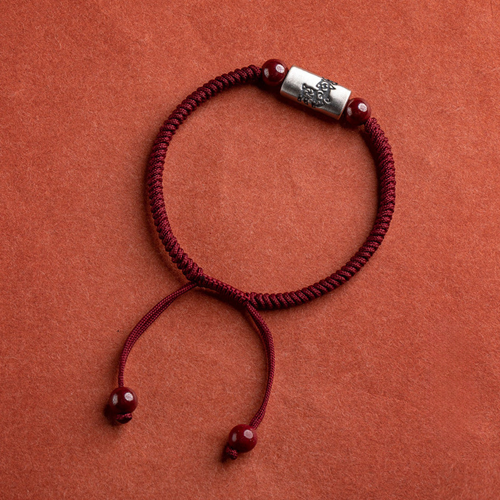 925 Silver 12 Zodiac Cinnabar Bead Handwoven Red Cord Bracelet – Protection & Blessing | Zen Ara Grove