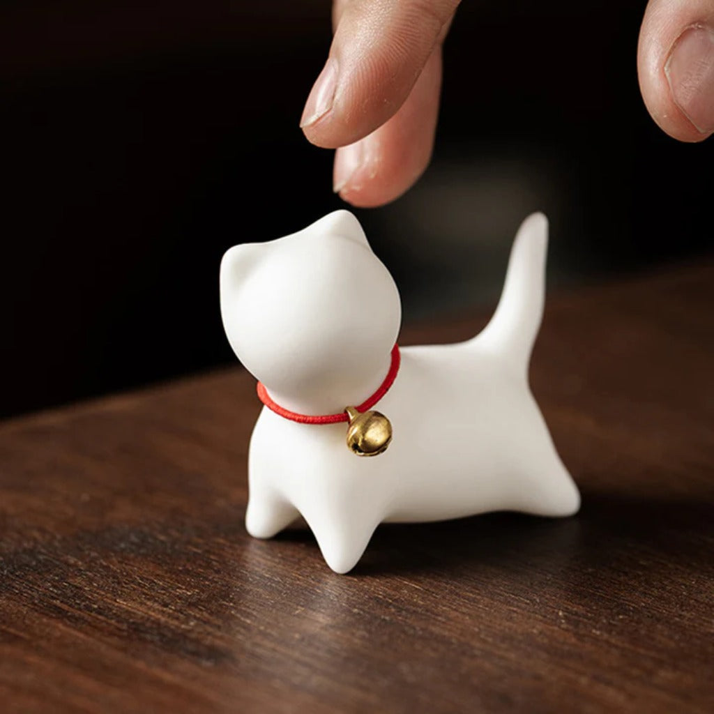 Mini Small Cute Cat Tea Pet Ceramic Home Desk Figurine Decoration | Zen Ara Grove