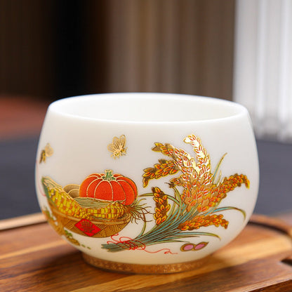 Milky White Porcelain Mug with Dragon and Phoenix Motif – Elegant & Durable | Zen Ara Grove