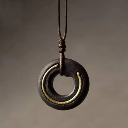 Zen Circle Ebony Wood Necklace Pendant – Peace & Calm | Zen Ara Grove