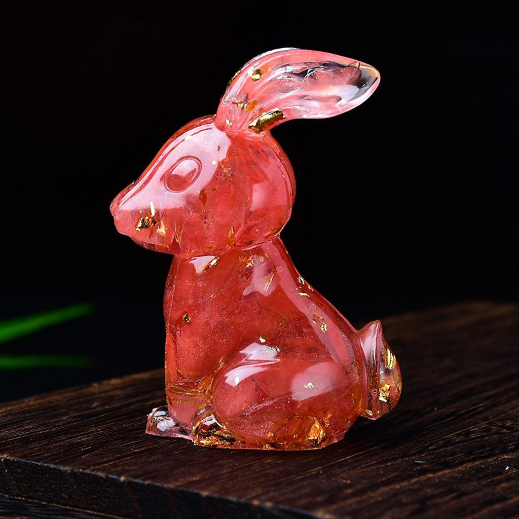 Handmade Epoxy Resin Rabbit Decor – Embedded Natural Healing Crystals | Zen Ara Grove