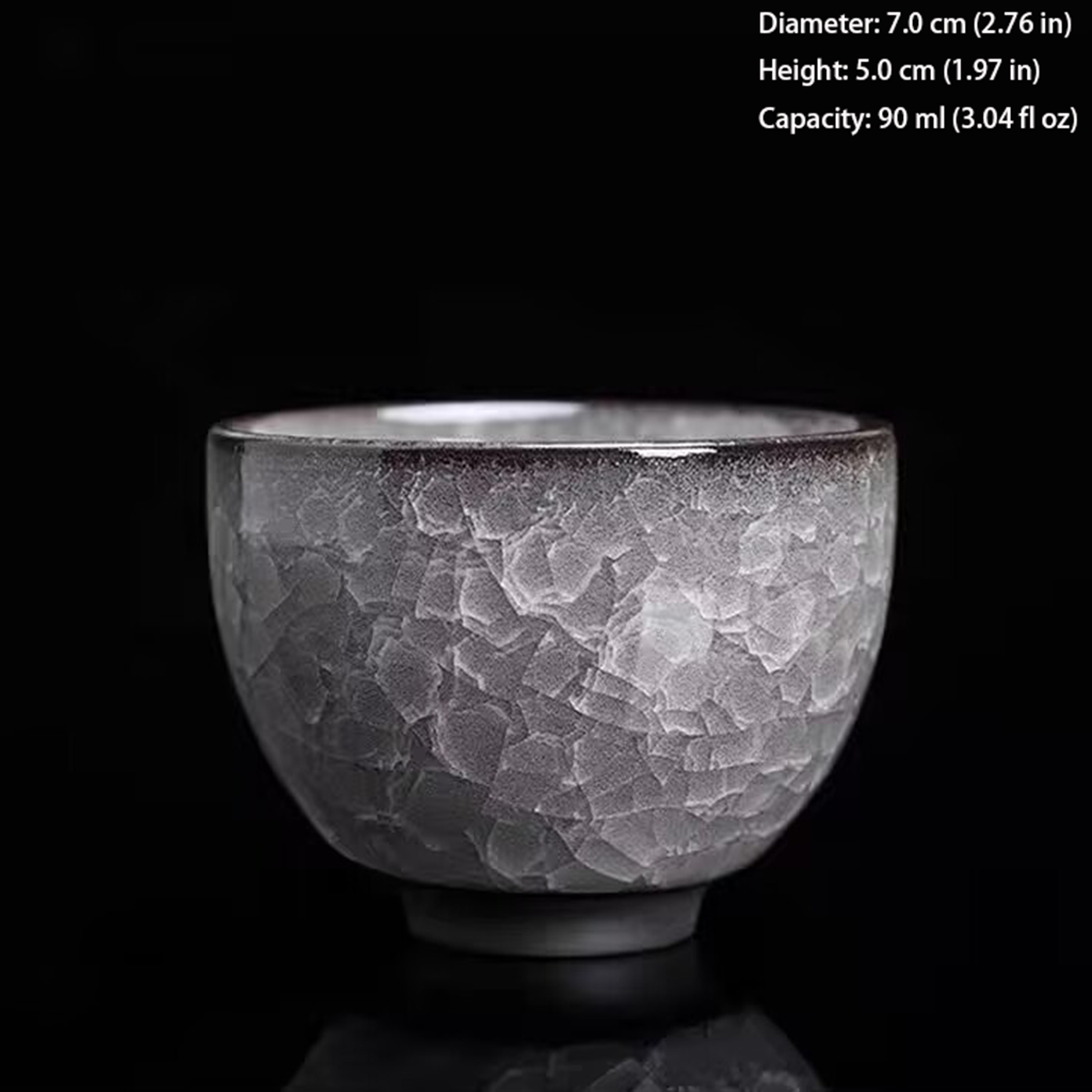 Handcrafted Ceramic Teacup with Unique Ice Crack Pattern | Zen Ara Grove