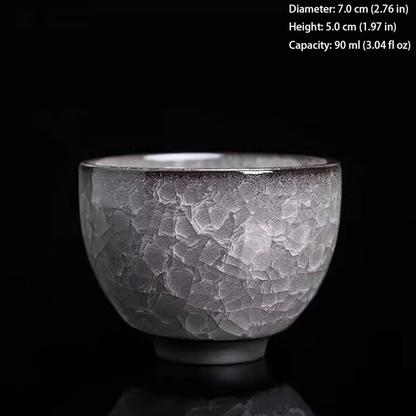 Handcrafted Ceramic Teacup with Unique Ice Crack Pattern | Zen Ara Grove