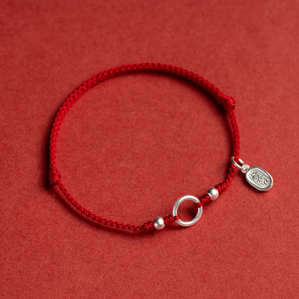 Adjustable Red Cord Bracelet or Anklet with Symbolic Charms — Good Wishes