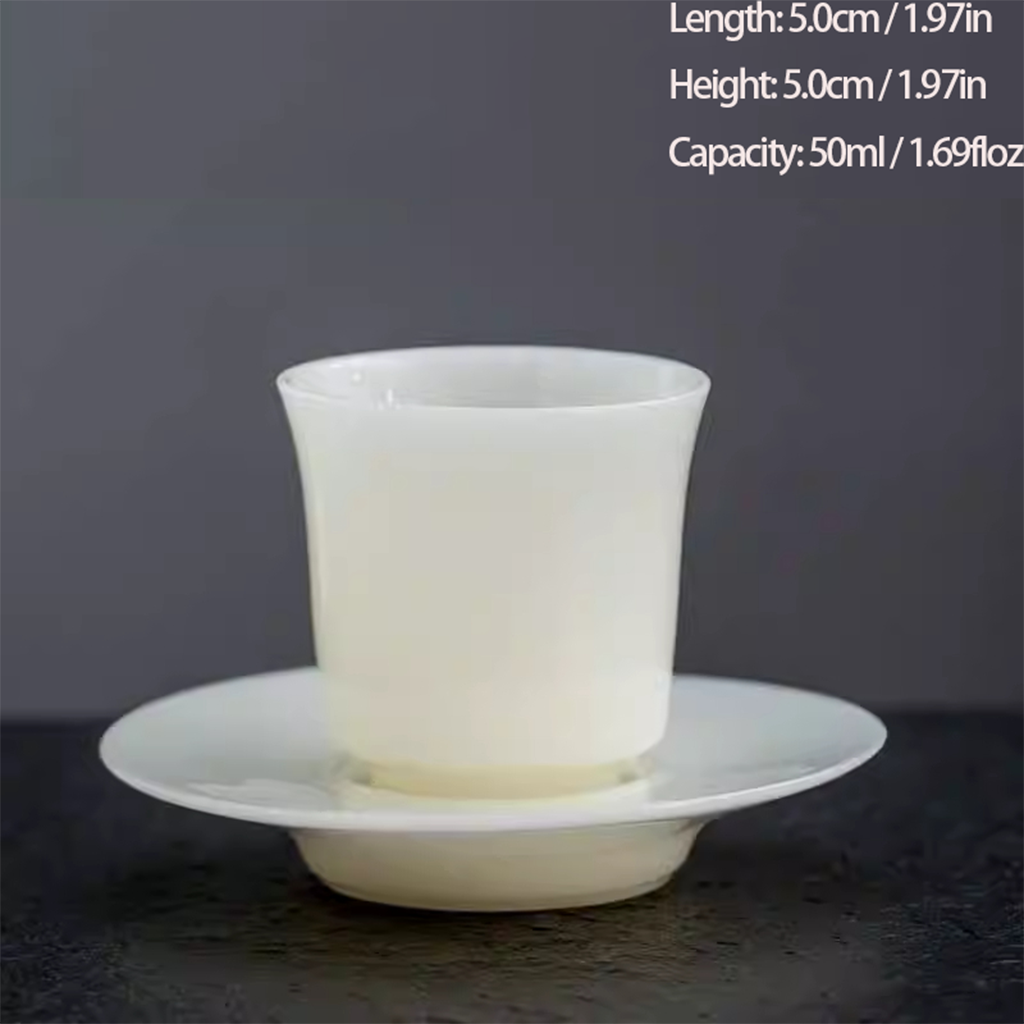 Ice Jade Glaze Porcelain Teacup – Smooth Sheep Fat Luster | Zen Ara Grove