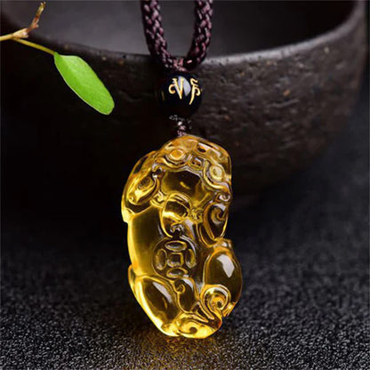 Citrine Pixiu Pendant for Wealth Protection and Positive Energy | Zen Ara Grove