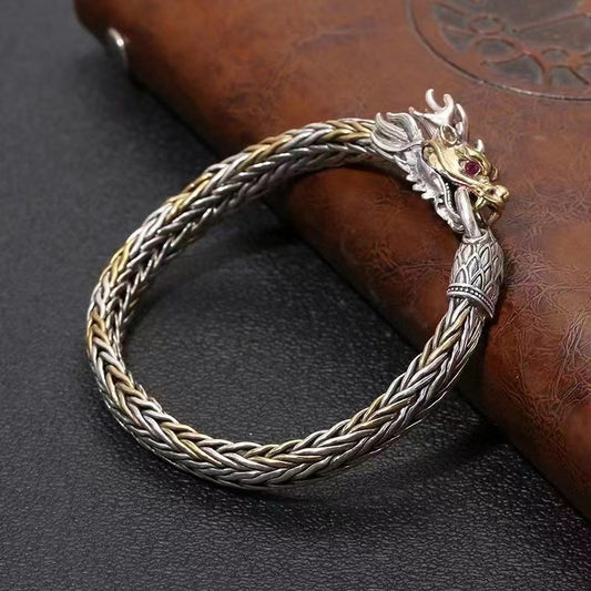 Handcrafted Dragon Head Bracelet in Thai Silver Fusion | Zen Ara Grove
