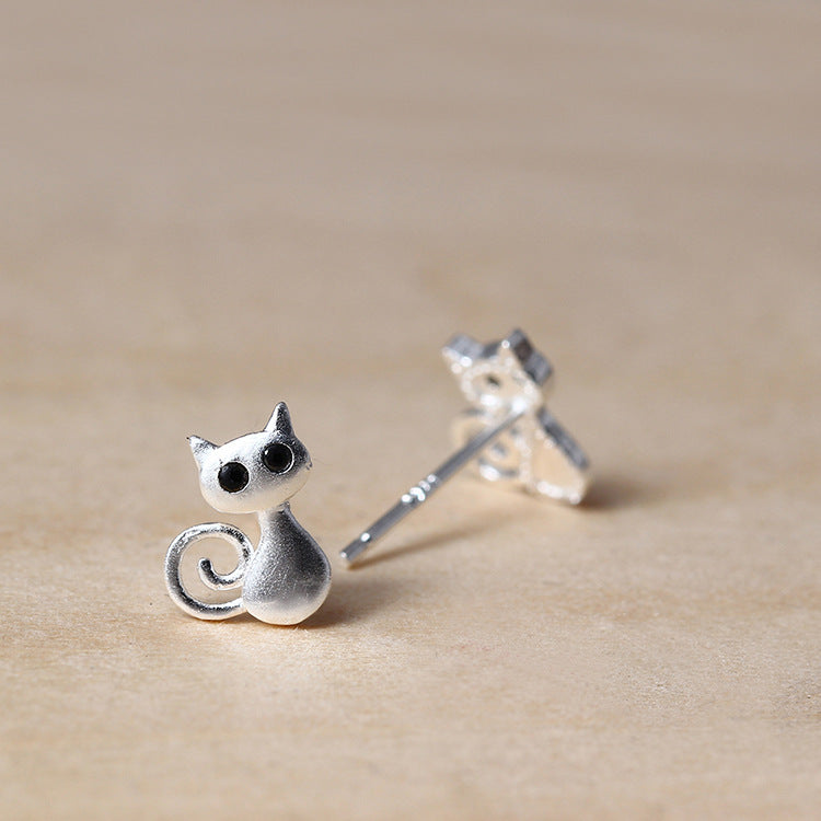 925 Sterling Silver Posts Cute Cat Kitten Blessing Stud Earrings | Zen Ara Grove