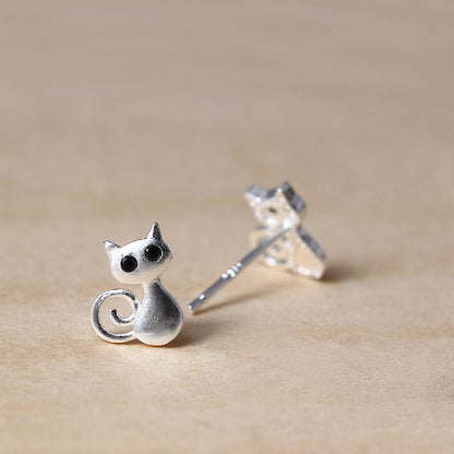925 Sterling Silver Posts Cute Cat Kitten Blessing Stud Earrings | Zen Ara Grove