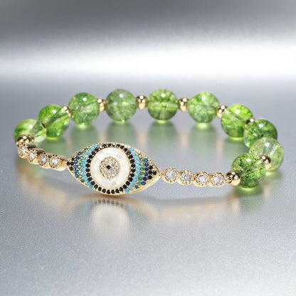 Zen Natural Peridot Evil Eye Bracelet – Protection & Positive Energy | Zen Ara Grove