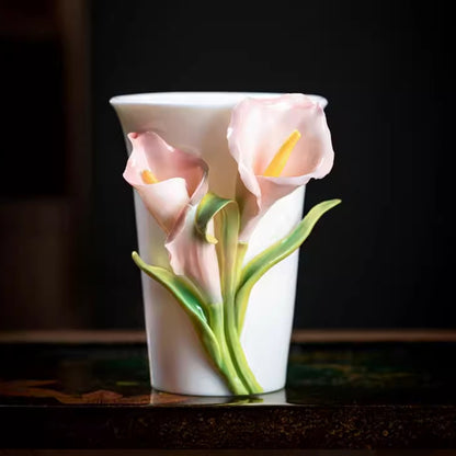 Handcrafted Heritage Porcelain Cup – Roses Blooming from the Surface | Zen Ara Grove