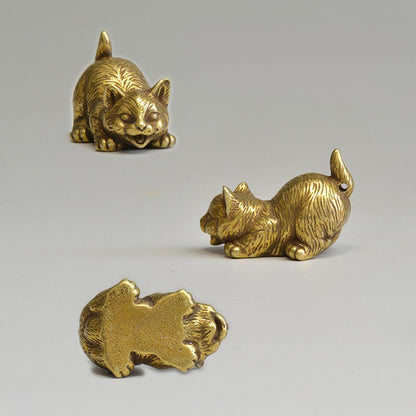 Little Brass Cat Charms – Playful Energy in Pocket-Sized Art | Zen Ara Grove