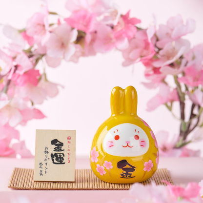 Lucky Rabbit Ceramic Figurine – Red Charm for Good Fortune | Zen Ara Grove