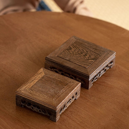 Macassar Ebony Wooden Base – Square or Hexagonal Base for Showcasing Items | Zen Ara Grove
