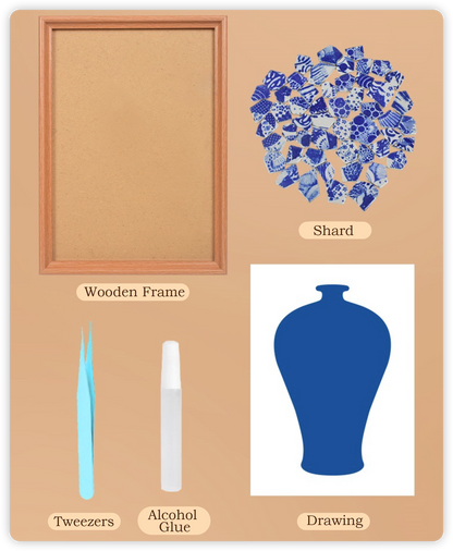 Handmade DIY Blue and White Porcelain Mosaic Ceramic Painting | Zen Ara Grove