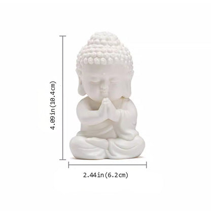 Handcrafted High-Fired White Ceramic Tathagata Figurine – Elegant Zen Serenity | Zen Ara Grove