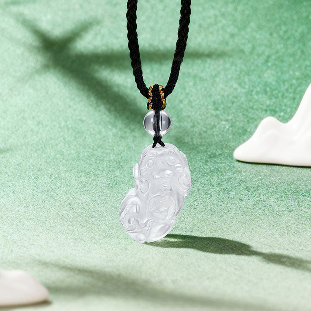 White Crystal Wealth Pi Yao Pendant – Blessing of Purity and Luck | Zen Ara Grove