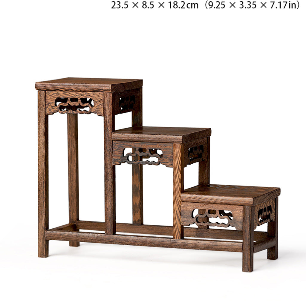 Handcrafted Macassar Ebony Tiered Display Stand – Elegant Heritage for Tea Sets, Bonsai & Collectibles | Zen Ara Grove